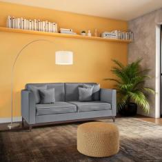 Sofá 2 Lugares Bélgica Base de Madeira Linho Cotton Cinza - Mobly