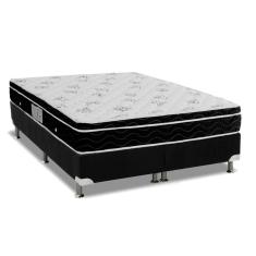 Cama Box Queen: Colchão Molas Ortobom Nanolastic Physical Spring + Base Crc Suede Black(158X198)