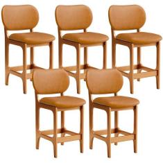 Kit 05 Banquetas Baixa Bar Cozinha E Sala De Jantar Fixa Betta L02 Imb