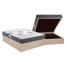 Cama Box Baú Casal: Colchão Espuma Polar D45 Pérola + Base CRC Suede Clean(138x188)