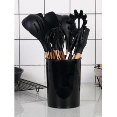 Kit Colheres Silicones 12 Peças Copo Colher Espátula Concha Suporte Co