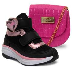 Kit Bolsa E Tenis Cano Alto Escolar Infantil Feminino K18-Feminino