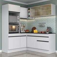 Armário Cozinha Completa de Canto Veneza Multimóveis V2098, Branco/Pre
