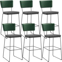 Kit 06 Banqueta Alta Allana L02 Verde Musgo Cinza Escuro