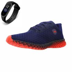 Tenis Academia Feminino Treino Caminhada de Amarrar Esporte Ortopêdico + Relógio-Feminino