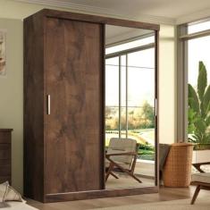 Guarda Roupa solteiro Roma 2 Portas Correr 2 gavetas com espelho - Ton