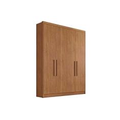 Guarda Roupa Solteiro Moderni Sevilha 4 Portas de Abrir 3 Gavetas MDF Sevilha Cumaru Móveis Novo Horizonte