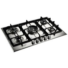 Cooktop Gás Brastemp BDK75DR 5 Bocas Inox com Duplachama Trempe Ferro Fundido 220V