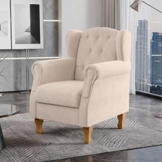 Poltrona Decorativa Para Sala de Estar Yara P02 Suede Bege - Lyam Deco