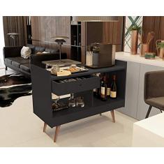 Aparador Estilo Buffet 2 Ambientes Retrô Duda cor Preto - Comprar Moveis Em Casa