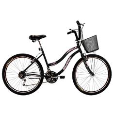 Bicicleta Feminina Aro 26 com 18 marchas Beach Preta