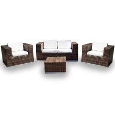 Conjunto de Sofá Fibra e 2 Poltronas e 1 Mesa Centro