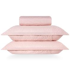 Hedrons Conjunto de Roupas de Cama Cobre Leito Queen 4 Peças Rosa Chá Lavável