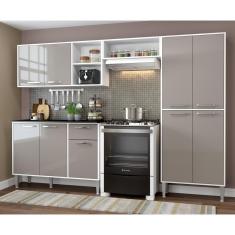 Cozinha Compacta Multimóveis Xangai Plus Fg2840 Com Armário E Balcão Branca/lacca Fumê
