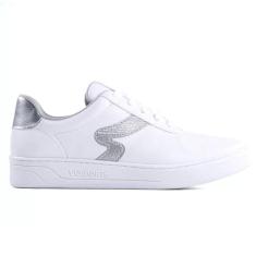 Tênis Feminino Casual Via Marte 23-13801 Branco Prata