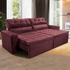 Sofá 3 Lugares Cama inBox Belém Retrátil e Reclinável Revestido em Suede Velusoft - 200cm de Largura