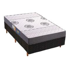 Cama Box Solteiro: Colchão Espuma Polar D45 Pérola + Base CRC Rústico Black(88x188)