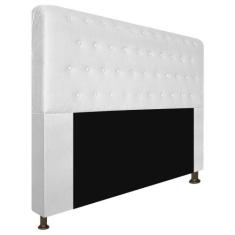 Cabeceira Estofada Brenda 160 cm Queen Size Com Botonê Suede Branco - 