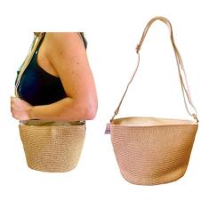 Bolsa Feminina de Praia Transversal Sintética bege escuro - Lynx produ