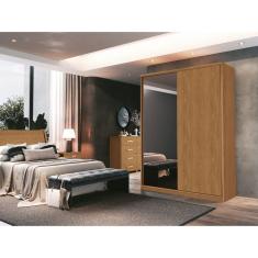 Guarda Roupa Modulado com Espelho 2 Portas 3 Gavetas Decor Freijó