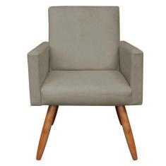 Poltrona Larissa Pés Palito De Madeira Drossi Marrom Rato - SLK DECOR