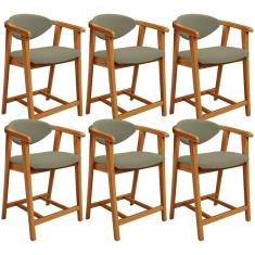 Kit 06 Banquetas Baixa Para Cozinha Sala Jantar Bancada Cecília L02 Bouclê Oliva - Lyam Decor