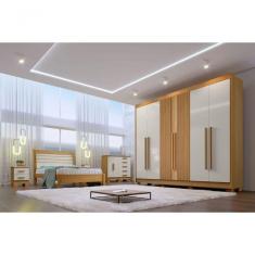 Guarda Roupa Casal 6 Portas 7 Gavetas - Athos Ripado-cinamomo-off White - Móveis D`doro