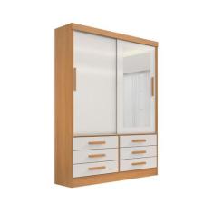 Guarda Roupa Roupeiro Meridian Plus 2 Portas 6 Gavetas Com Espelho Cin