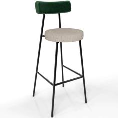 Banqueta Alta Bar Cozinha Sala De Jantar Milão L02 Facto Verde Linho Bege
