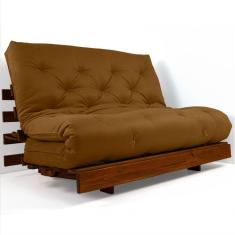 Sofá Cama Casal Futon Tokio Caramelo Madeira Maciça Cor Imbuia