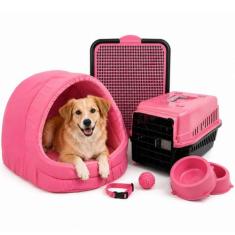 Kit Cama Toca Iglu Pet Médio Sanitário Transporte Acessórios - Supri P