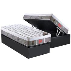 Cama Box Baú Solteiro: Colchão Molas Pocket Ensacadas Castor Light Str