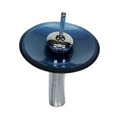 TORNEIRA MONOCOMANDO DE VIDRO REDONDA ALTA AZUL