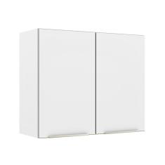 Armário Aéreo Madesa Lux 80 cm 2 Portas - Branco/Branco Veludo