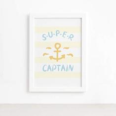 Quadro Infantil Marinheiro Capitão Moldura Branca 22x32cm