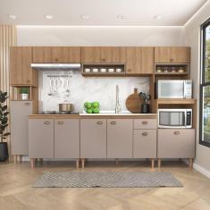 Cozinha Modulada Marti sem Tampo 6 Peças Mel/Cinza