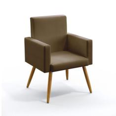 Poltrona Vega Para Sala de Estar Sued Capuccino Aradecor