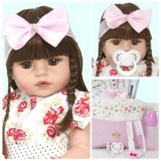 Boneca Estilo Reborn Recem Nascida Silicone Com Lindos Itens - Cegonha