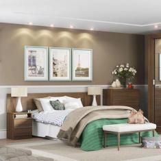 Cabeceira Extensível Madesa com 2 Mesas Laterais, Rustic