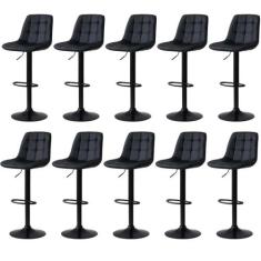 Kit 10 Banqueta Alta Elegance Estofada com Base Giratória e Regulagem 