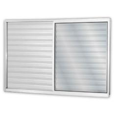 Janela de Alumínio Veneziana de Correr 100x120cm 3 Folhas 1 Fixa com V