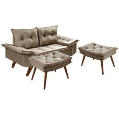 Sofá Namoradeira Bariloche 2 Lugares com Duas Banquetas Rubi Bege Esse