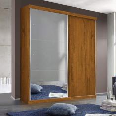 Guarda Roupa Solteiro com Espelho 2 Portas de Correr 2 Gavetas Salvador Plus