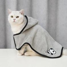 Casaco de secagem para cães, roupão de toalha para cães de secagem rápida, saco de secagem para cães de microfibra Roupão de banho super absorvente para animais de estimação, coleira ajustável e alça