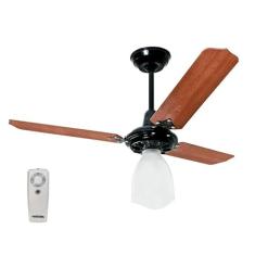 Ventilador de Teto com Controle Remoto Lumi Loren Sid Preto Pás Mogno (220, Volts)