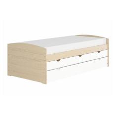 Cama Solteiro com Cama Auxiliar Ulli Natural e Branca - Mobly