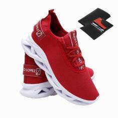 Tênis Masculino Esporte Cadarço Academia Corrida Treino Dia a Dia + Carteira-Masculino