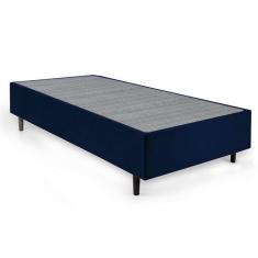 Cama Box Solteiro King com Colchão Mola Ensacada Guldi Macio Branco e Azul