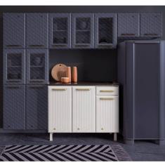 Balcão de Cozinha com Tampo 3 Portas 1 Gaveta Diamante Smart Telasul Branco