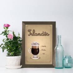 Quadro Cozinha Café Irlandês 22x32cm Moldura Marrom - Quartinhos